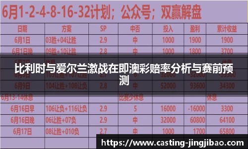 比利时与爱尔兰激战在即澳彩赔率分析与赛前预测